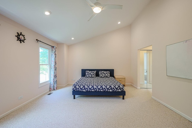 711 W Nichols Rd, Arlington Heights, IL 60004 - carpeted bedroom with recessed lighting, a ceiling fan, and vaulted ceiling