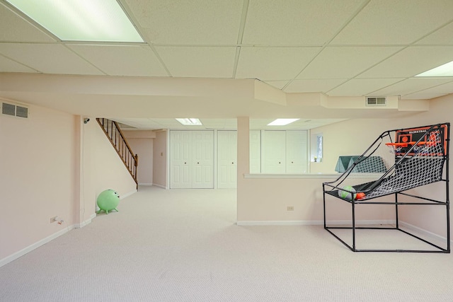 711 W Nichols Rd, Arlington Heights, IL 60004 - recreation room featuring a paneled ceiling and carpet