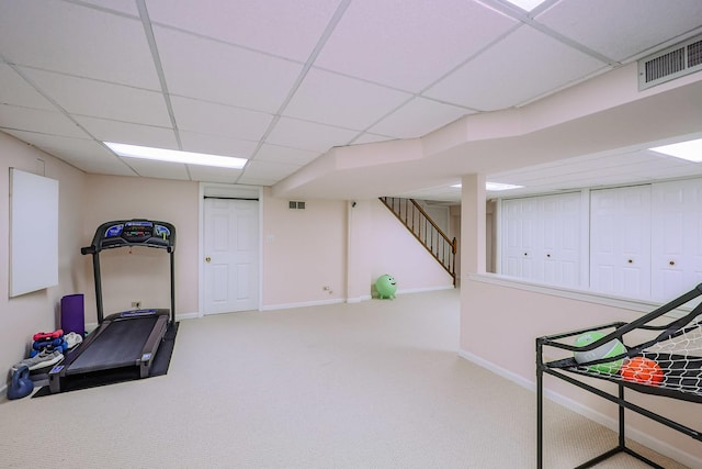 711 W Nichols Rd, Arlington Heights, IL 60004 - workout room featuring carpet floors and a paneled ceiling