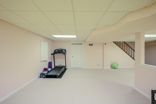 711 W Nichols Rd, Arlington Heights, IL 60004 - exercise room with carpet flooring and a drop ceiling