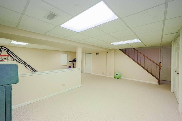 711 W Nichols Rd, Arlington Heights, IL 60004 - finished basement featuring a drop ceiling, carpet flooring, and stairs