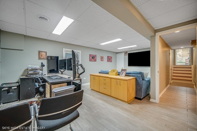 353 Eagle Ln, Bloomingdale, IL 60108 - office area with a drop ceiling and light wood-type flooring