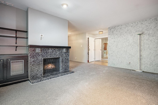 321 Woodbury Ct Unit D2, Schaumburg, IL 60193 - unfurnished living room with carpet floors and a fireplace