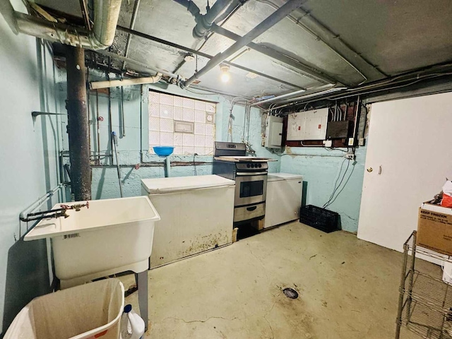 5221 W Montrose Ave, Chicago, IL 60641 - unfinished basement with electric panel and refrigerator