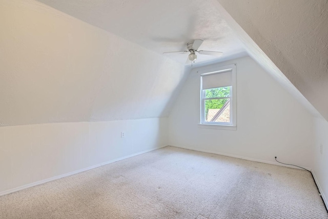 4017 Park Ave, Brookfield, IL 60513 - bonus room featuring carpet flooring, a ceiling fan, a textured ceiling, and lofted ceiling