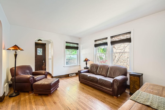 4017 Park Ave, Brookfield, IL 60513 - living room with arched walkways and light wood-type flooring