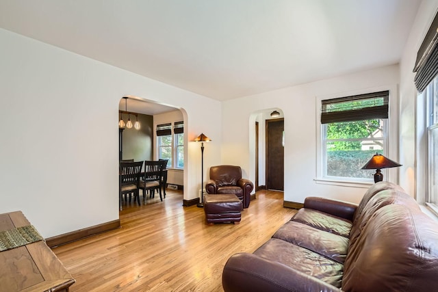 4017 Park Ave, Brookfield, IL 60513 - living area featuring arched walkways and light wood finished floors