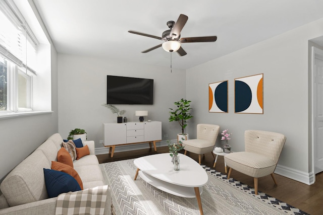5656 N Kimball Ave Unit Gs, Chicago, IL 60659 - living room with wood finished floors and a ceiling fan