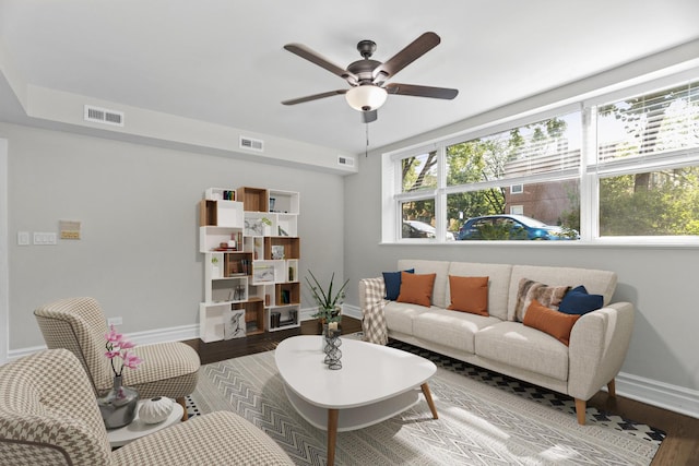 5656 N Kimball Ave Unit Gs, Chicago, IL 60659 - living room featuring wood finished floors and ceiling fan