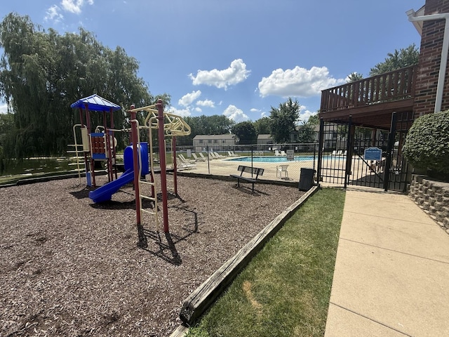 1690 Ashburn Ct Unit A, Wheaton, IL 60189 - community jungle gym featuring a community pool and a gate