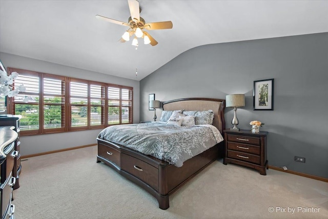 2370 Nantucket Ln, Elgin, IL 60123 - bedroom with lofted ceiling, light carpet, and ceiling fan