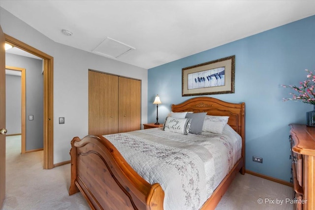 2370 Nantucket Ln, Elgin, IL 60123 - bedroom featuring attic access, light carpet, and a closet