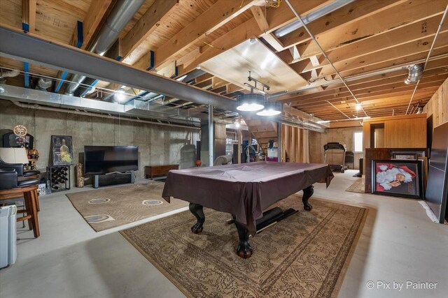 2370 Nantucket Ln, Elgin, IL 60123 - recreation room featuring concrete floors and billiards table