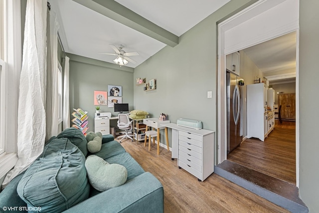 427 S Taylor Ave Unit 2N, Oak Park, IL 60304 - home office featuring wood finished floors and a ceiling fan