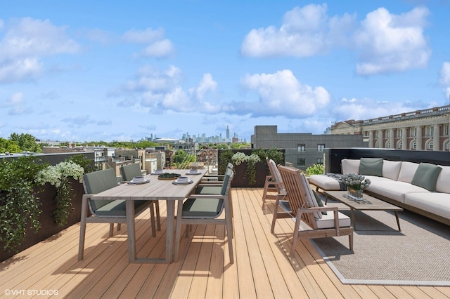 222 S Oakley Blvd Unit 3, Chicago, IL 60612 - wooden terrace with an outdoor hangout area, outdoor dining area, and a view of city