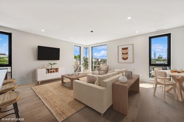 222 S Oakley Blvd Unit 3, Chicago, IL 60612 - living room featuring light wood-style flooring and recessed lighting