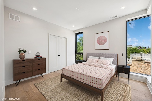 222 S Oakley Blvd Unit 3, Chicago, IL 60612 - bedroom featuring light wood-style floors, recessed lighting, and a closet