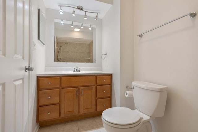 735 Wellington Ave, Elk Grove Village, IL 60007 - bathroom with vanity, a tile shower, and tile patterned floors