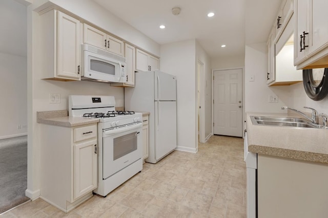 735 Wellington Ave, Elk Grove Village, IL 60007 - kitchen with white appliances, recessed lighting, light countertops, and white cabinetry