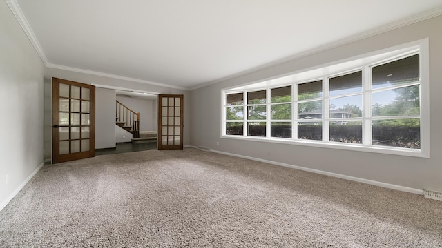 5809 Inverness Dr, Rockford, IL 61107 - carpeted spare room with stairway and ornamental molding
