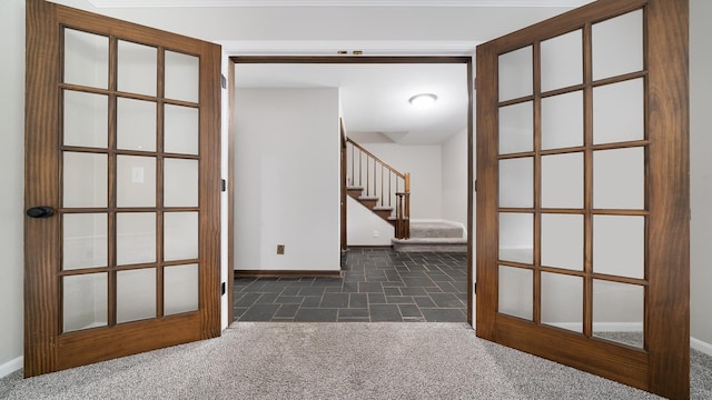 5809 Inverness Dr, Rockford, IL 61107 - hall with dark colored carpet and stairs