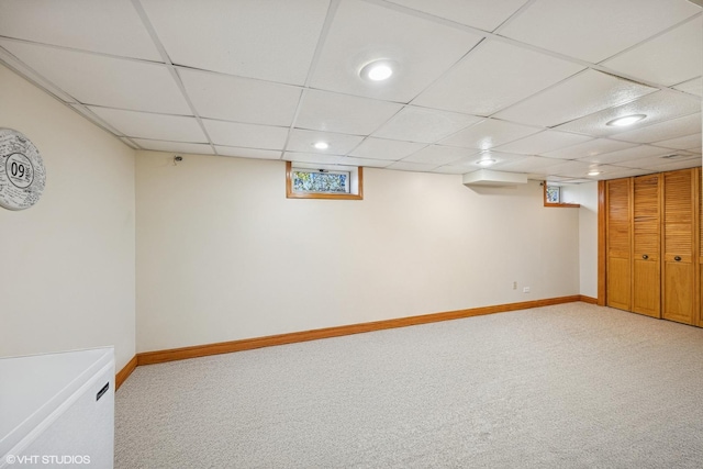 1300 Highridge Pkwy, Westchester, IL 60154 - below grade area with light colored carpet, recessed lighting, and a drop ceiling
