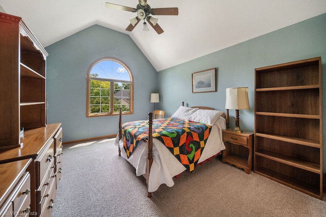 1448 Chestnut Xing, Lemont, IL 60439 - bedroom featuring carpet floors, lofted ceiling, and ceiling fan