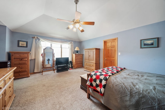1448 Chestnut Xing, Lemont, IL 60439 - bedroom with lofted ceiling, carpet, and a ceiling fan