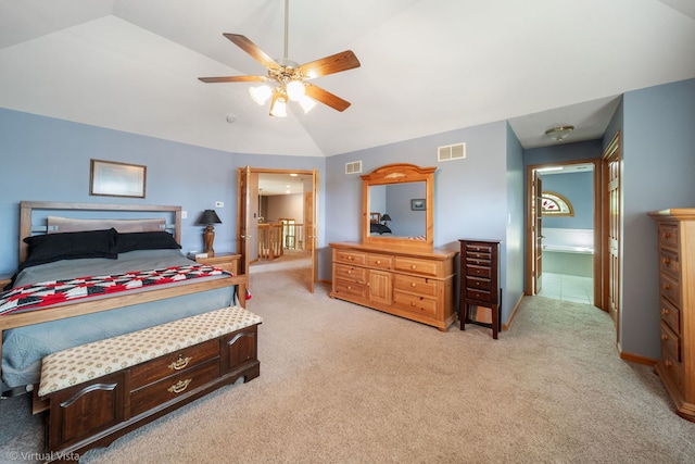 1448 Chestnut Xing, Lemont, IL 60439 - bedroom with vaulted ceiling, light colored carpet, and a ceiling fan