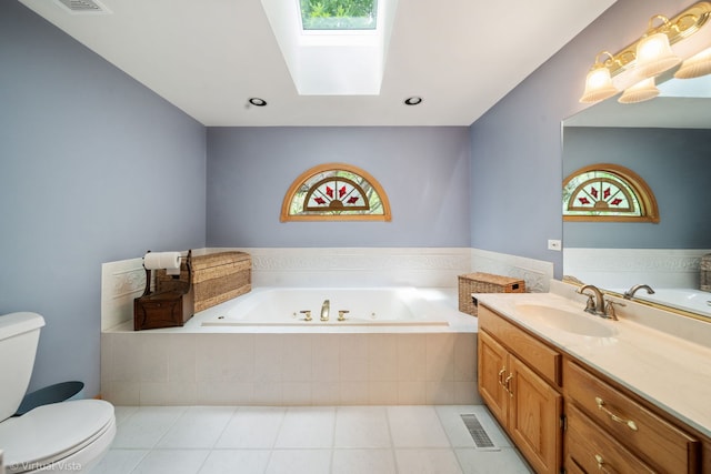 1448 Chestnut Xing, Lemont, IL 60439 - full bath with a skylight, a tub with jets, vanity, and tile patterned flooring