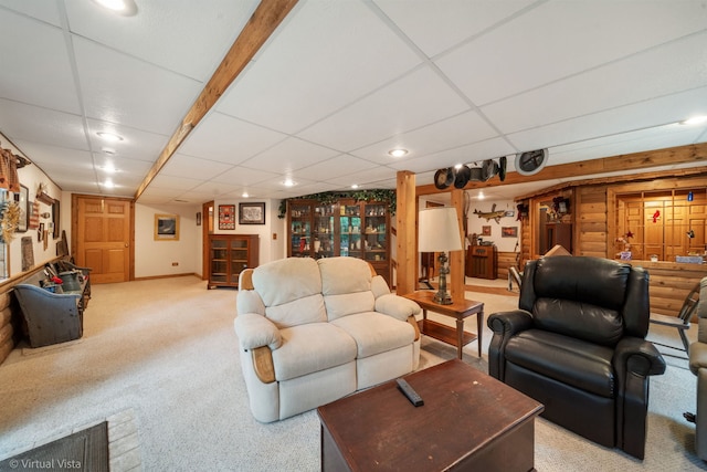 1448 Chestnut Xing, Lemont, IL 60439 - carpeted living room with a paneled ceiling and baseboards