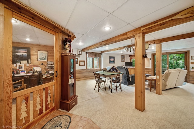 1448 Chestnut Xing, Lemont, IL 60439 - dining room with wood walls, plenty of natural light, recessed lighting, and carpet