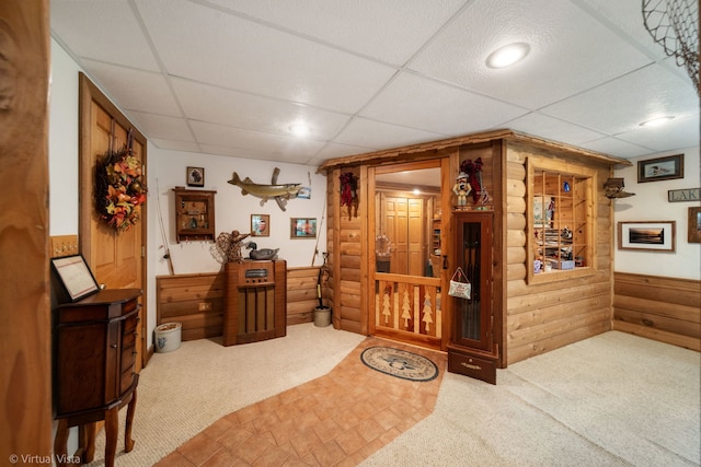 1448 Chestnut Xing, Lemont, IL 60439 - office space with carpet flooring, a paneled ceiling, and wood walls