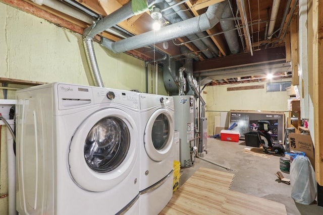 32 Woodridge Ln, Streamwood, IL 60107 - laundry room featuring gas water heater and washer and clothes dryer