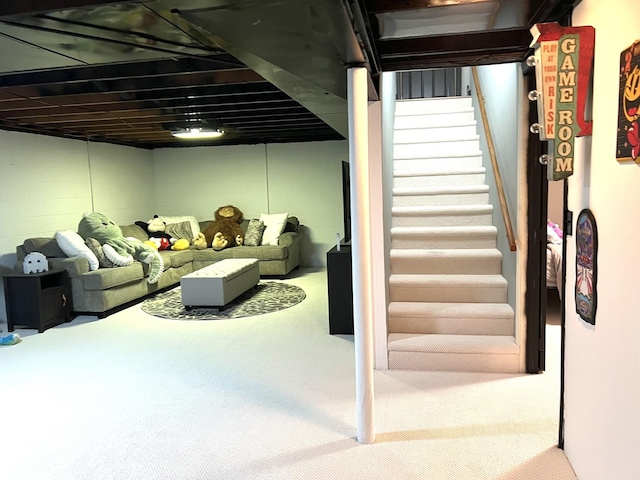 5 Knollcrest Ct, Normal, IL 61761 - finished below grade area featuring carpet flooring and stairway