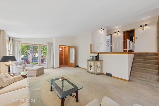 506 S Charleton St, Willow Springs, IL 60480 - living area featuring carpet floors and stairs