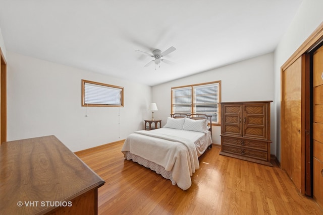 506 S Charleton St, Willow Springs, IL 60480 - bedroom featuring light wood-style flooring, a closet, and ceiling fan