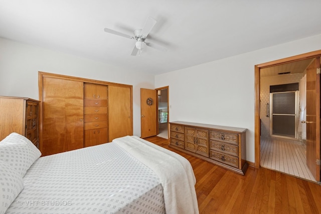 506 S Charleton St, Willow Springs, IL 60480 - bedroom with a closet, wood finished floors, and a ceiling fan