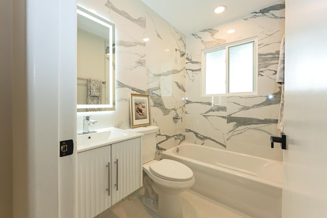 570 Dawes Ave, Glen Ellyn, IL 60137 - bathroom featuring vanity, shower / bath combination, and recessed lighting