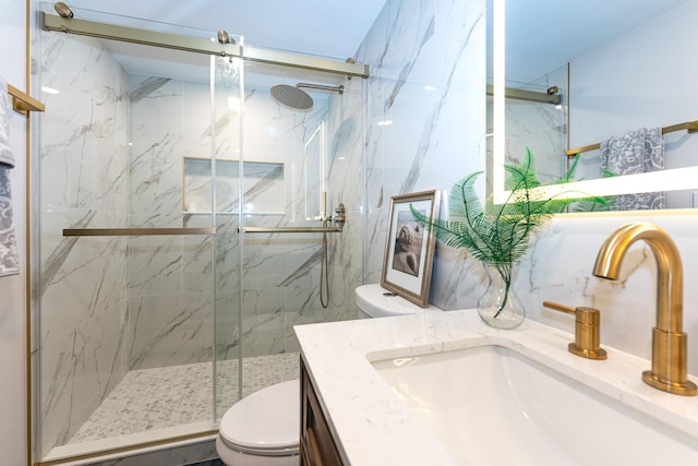 570 Dawes Ave, Glen Ellyn, IL 60137 - full bathroom featuring a marble finish shower and vanity