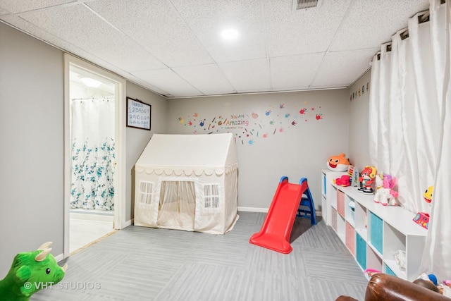 1410 N Whispering Springs Cir, Palatine, IL 60074 - carpeted bedroom with a drop ceiling and baseboards