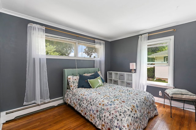 49 Burton Ave, Cary, IL 60013 - bedroom with crown molding, hardwood / wood-style floors, and a baseboard radiator
