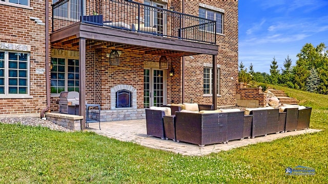 19113 Lauren Ln, Marengo, IL 60152 - view of patio featuring outdoor lounge area, a wooden deck, and grilling area