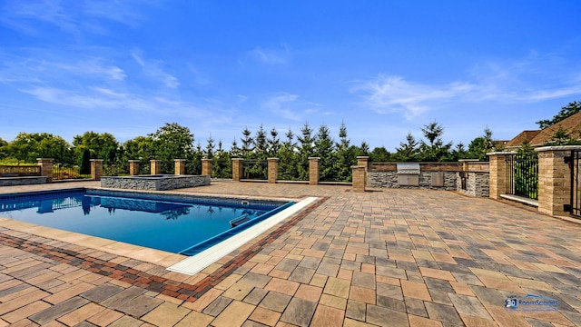 19113 Lauren Ln, Marengo, IL 60152 - view of pool with an outdoor kitchen and a patio area