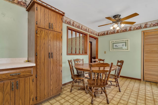 955 E 5th St, Coal City, IL 60416 - dining space featuring a ceiling fan and baseboards