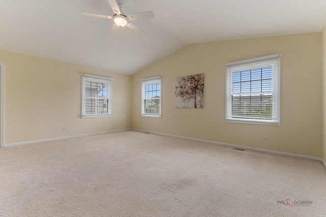 1804 Monroe Ct, Glenview, IL 60025 - empty room with ceiling fan, vaulted ceiling, and light carpet