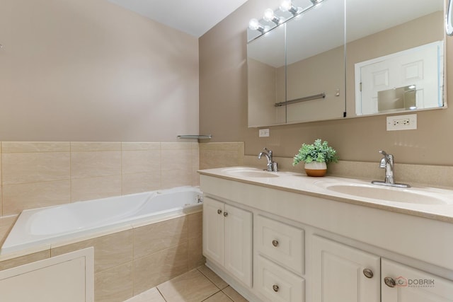 1804 Monroe Ct, Glenview, IL 60025 - full bath featuring double vanity, a bath, and tile patterned floors