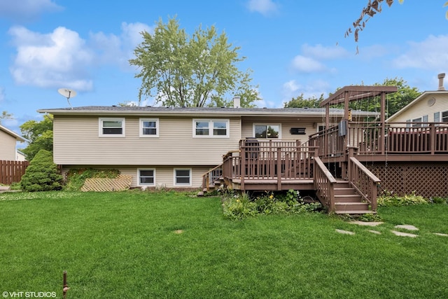 1217 E Pratt Dr, Palatine, IL 60074 - back of property featuring a deck and a yard