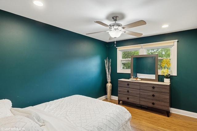 1217 E Pratt Dr, Palatine, IL 60074 - bedroom featuring light wood-style floors, recessed lighting, and a ceiling fan
