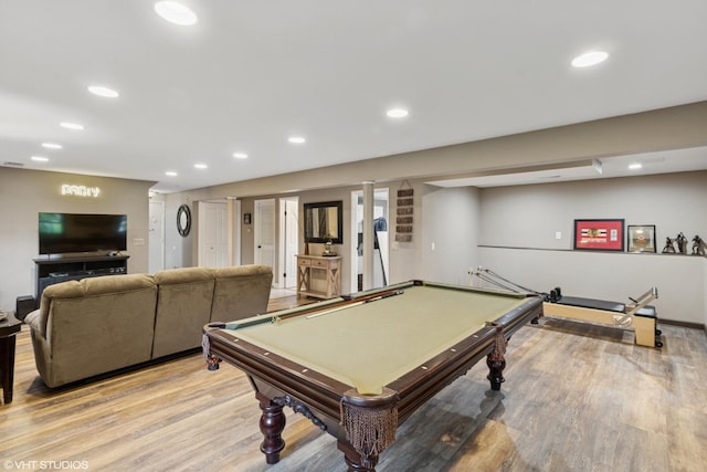 1217 E Pratt Dr, Palatine, IL 60074 - rec room featuring light wood finished floors, recessed lighting, and pool table